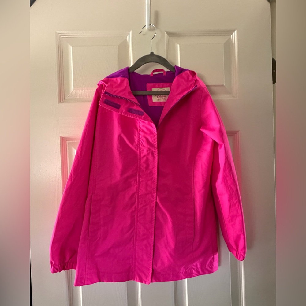 Faded Glory Hot Pink Hooded Kids Raincoat